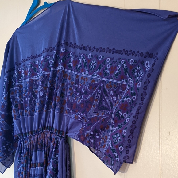 Sweet and Flirty Vintage Boho 70s 80s Sheer Purple Kimono Dress M-L - Picture 3 of 8